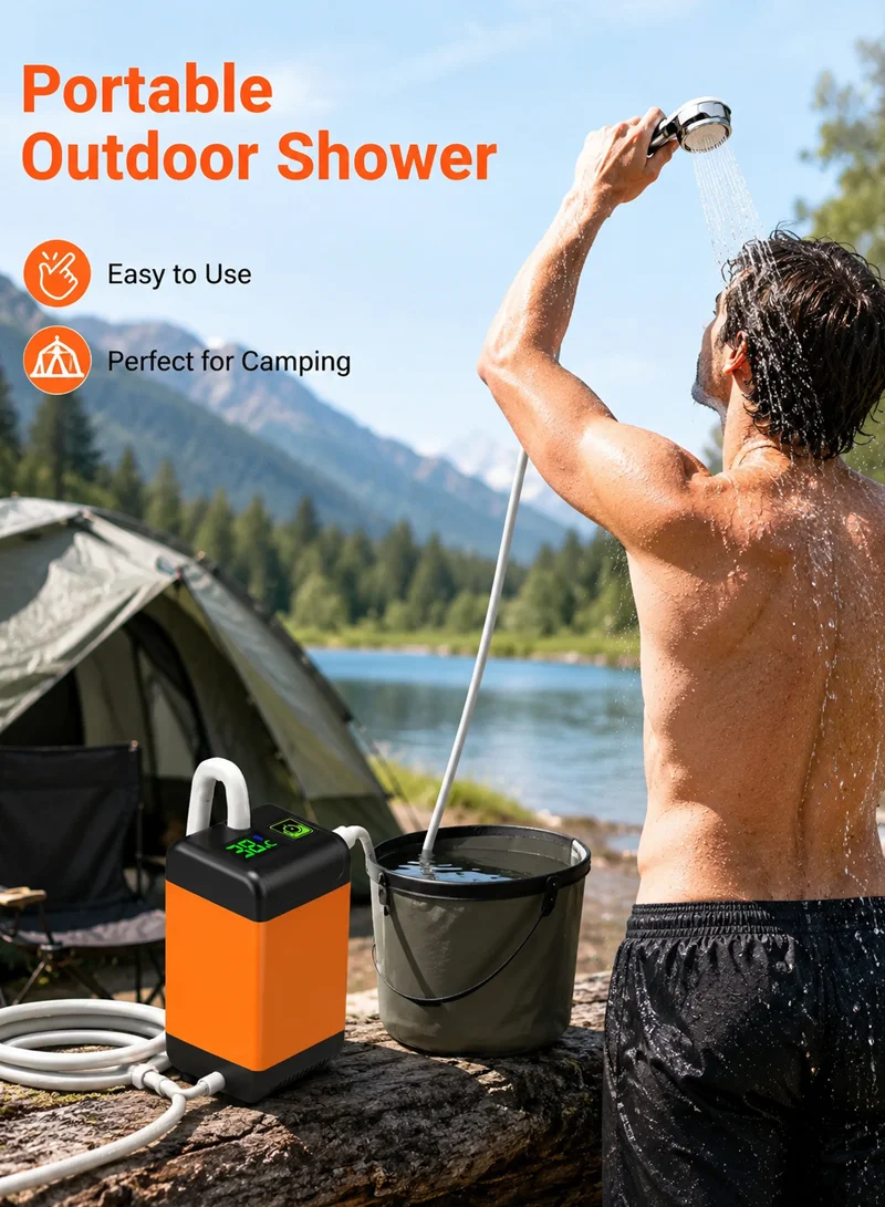 Portable Electric Shower Pump Outdoor Camping Shower Waterproof with Digital Display 7800mAh Ou β photo 8
