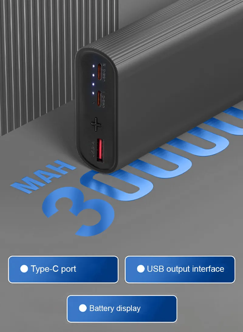 30000mAh 65W Slim Portable Super Fast Charging Power Bank Support Laptop Charging With USB, 2 T β photo 3