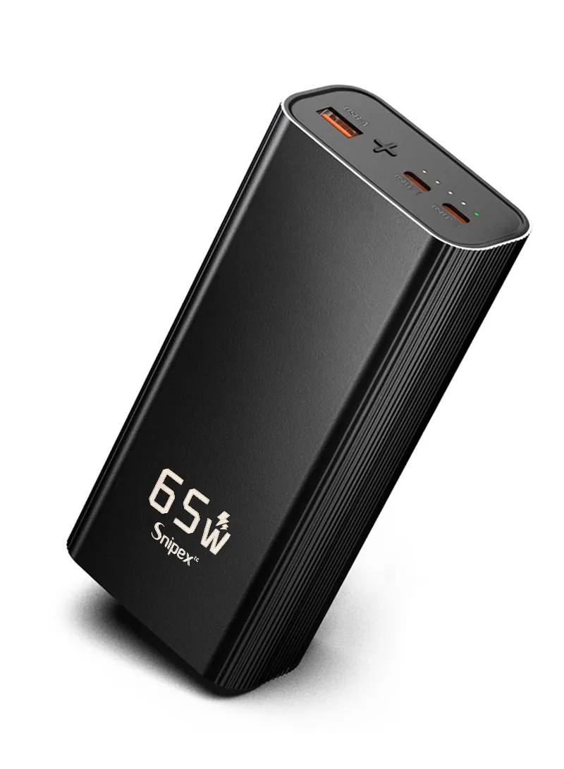 30000mAh 65W Slim Portable Super Fast Charging Power Bank Support Laptop Charging With USB, 2 T