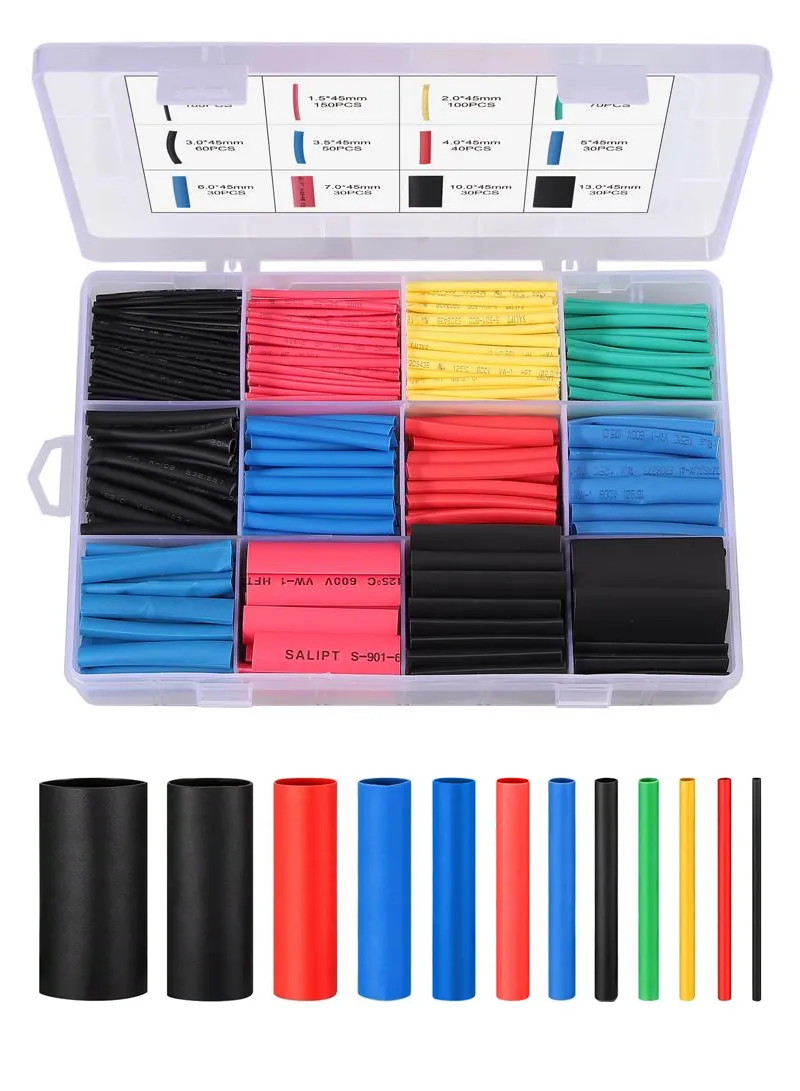 Pcs Heat Shrink Tubing Assortment Kit Electric Insulation Wrap Cable Sleeve With Portable Stora