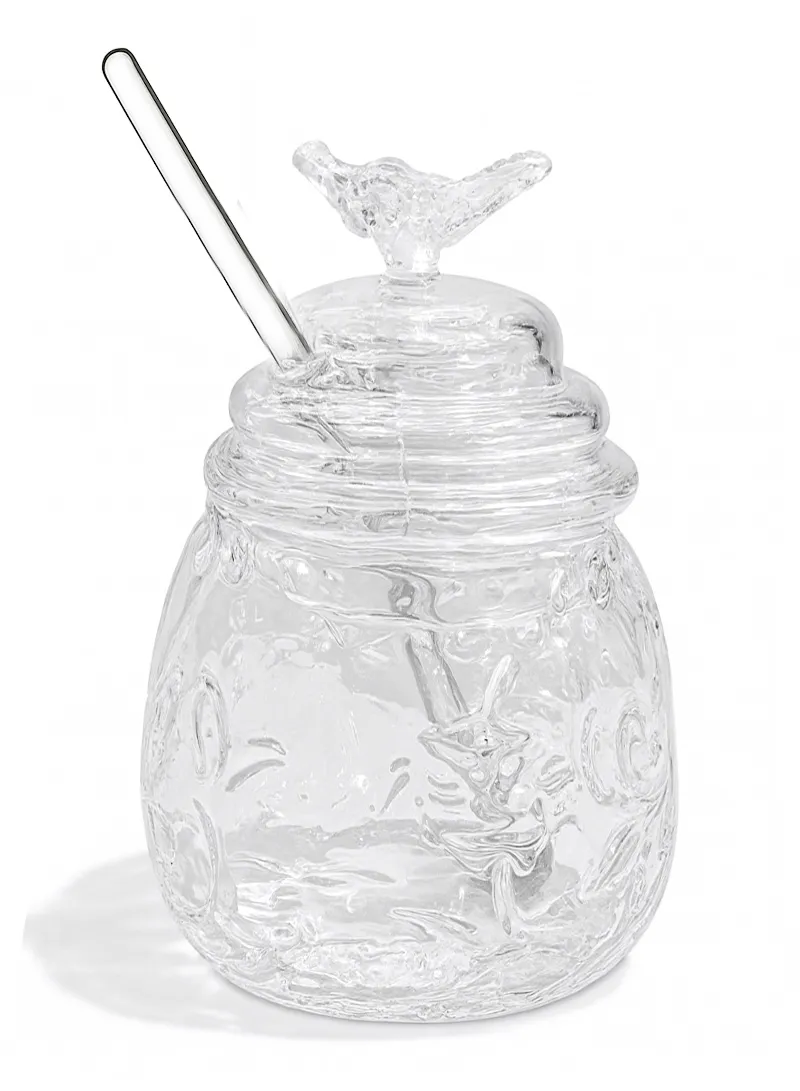380ml Elegant Glass Honey Jar with Honey Spoon, Drip-Free Honey Serving β photo 3