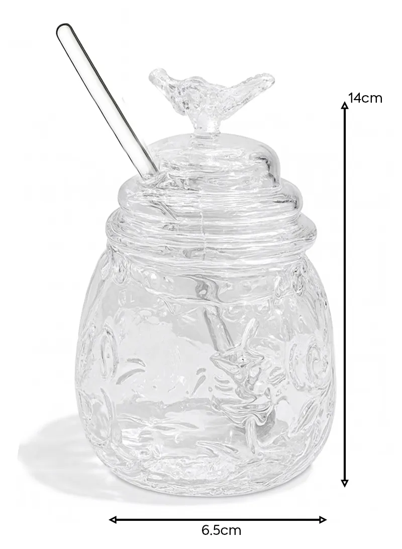 380ml Elegant Glass Honey Jar with Honey Spoon, Drip-Free Honey Serving — photo 4