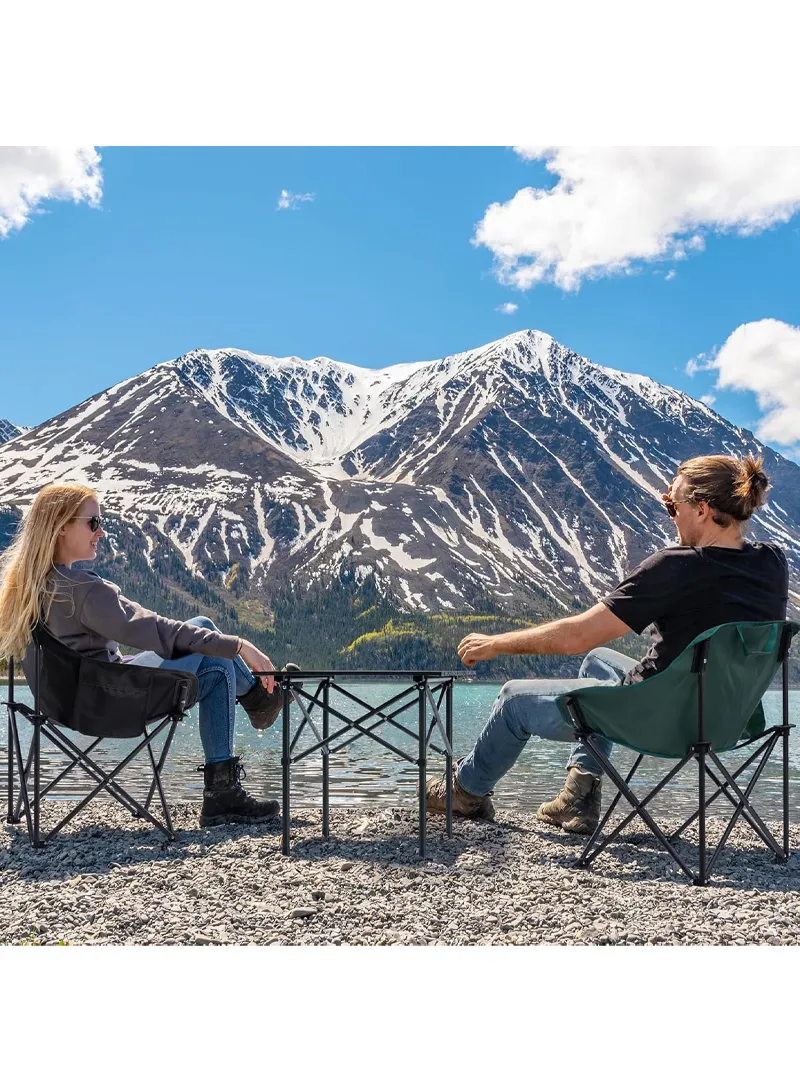 Multifunctional Folding Square Camping Table Portable & Easy to Set Up with Storage Bag - Black β photo 2