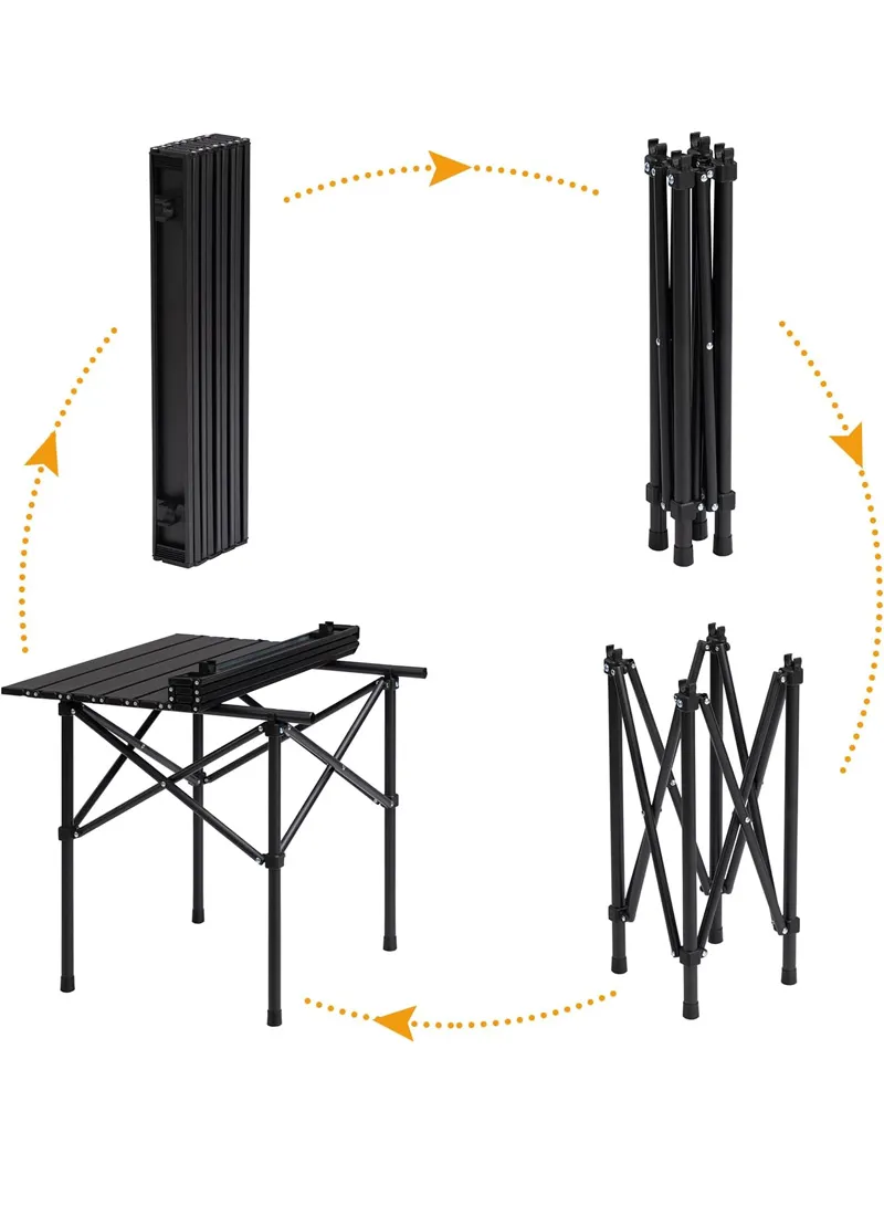 Multifunctional Folding Square Camping Table Portable & Easy to Set Up with Storage Bag - Black — photo 5