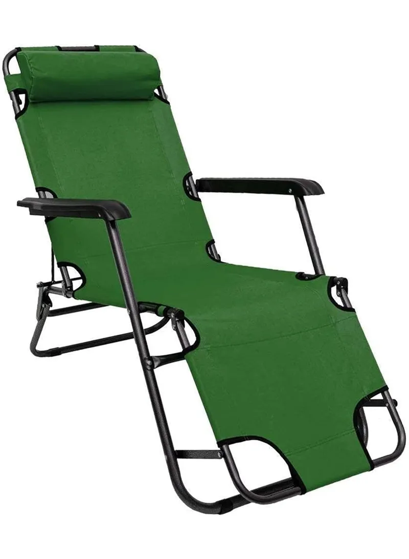 Dual Purpose Folding Chair Recliner Bed Cot Iron Pipe & Oxford Cloth Foldable Chair With Headre — photo 2