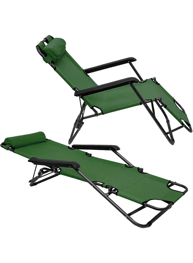Dual Purpose Folding Chair Recliner Bed Cot Iron Pipe & Oxford Cloth Foldable Chair With Headre — photo 3