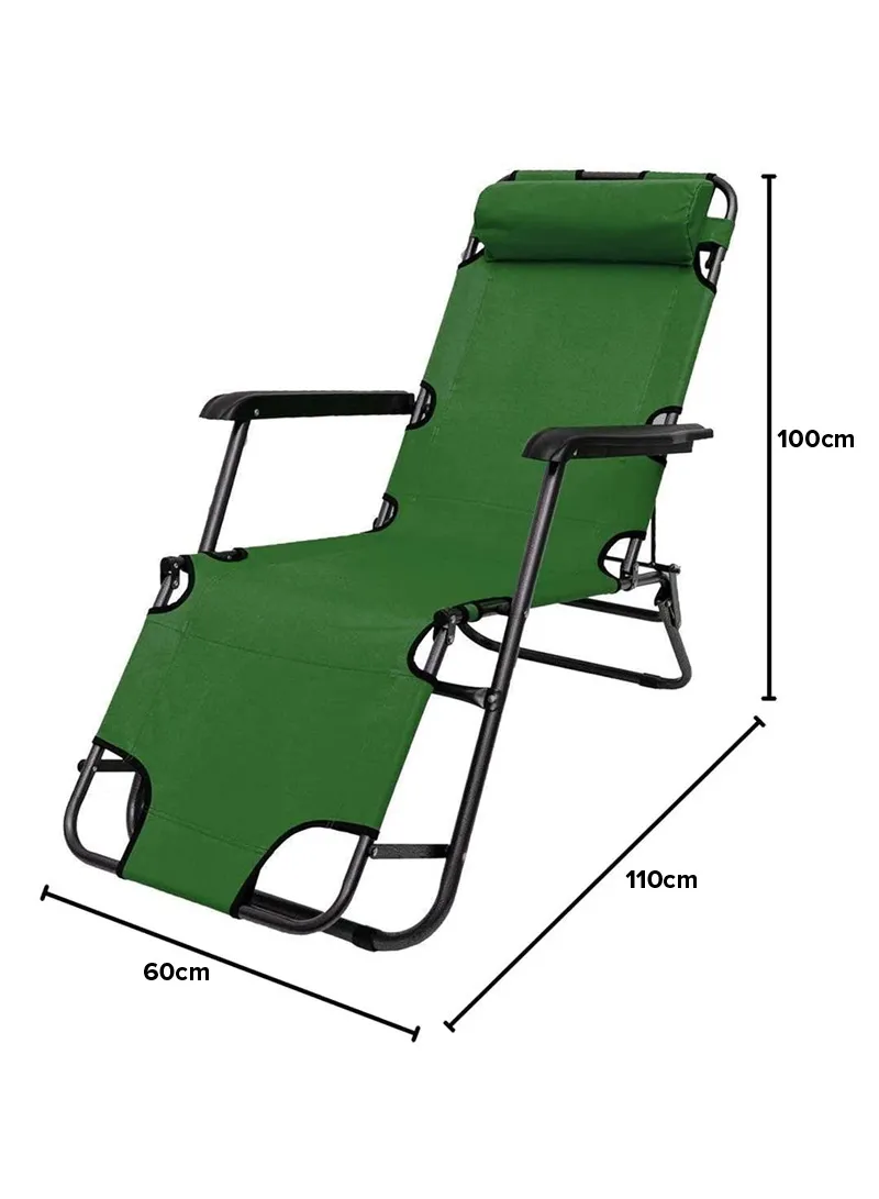 Dual Purpose Folding Chair Recliner Bed Cot Iron Pipe & Oxford Cloth Foldable Chair With Headre β photo 4