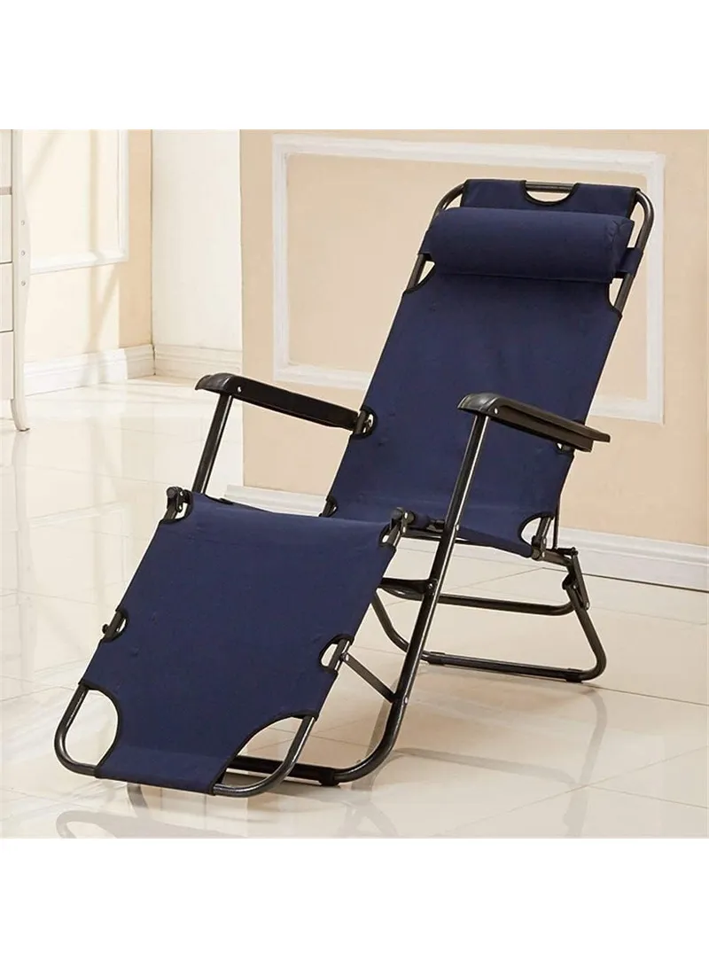 Dual Purpose Folding Chair Recliner Bed Cot Iron Pipe & Oxford Cloth Foldable Chair With Headre — photo 5