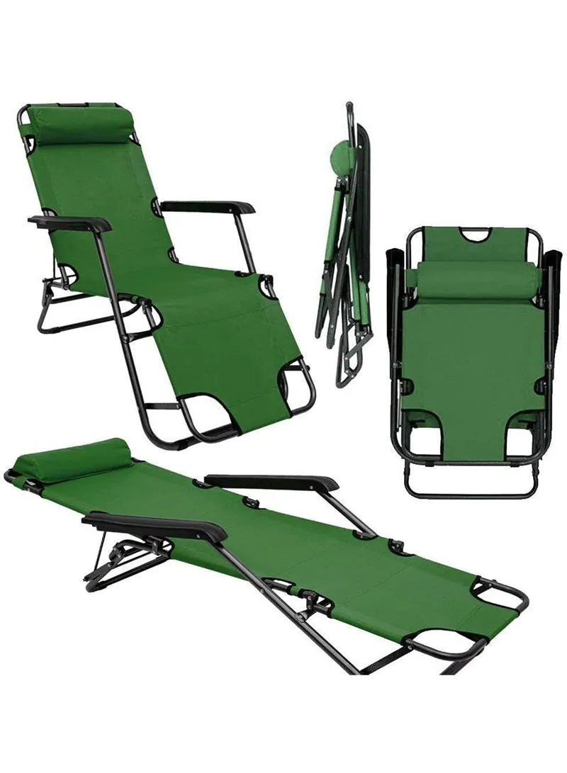 Dual Purpose Folding Chair Recliner Bed Cot Iron Pipe & Oxford Cloth Foldable Chair With Headre