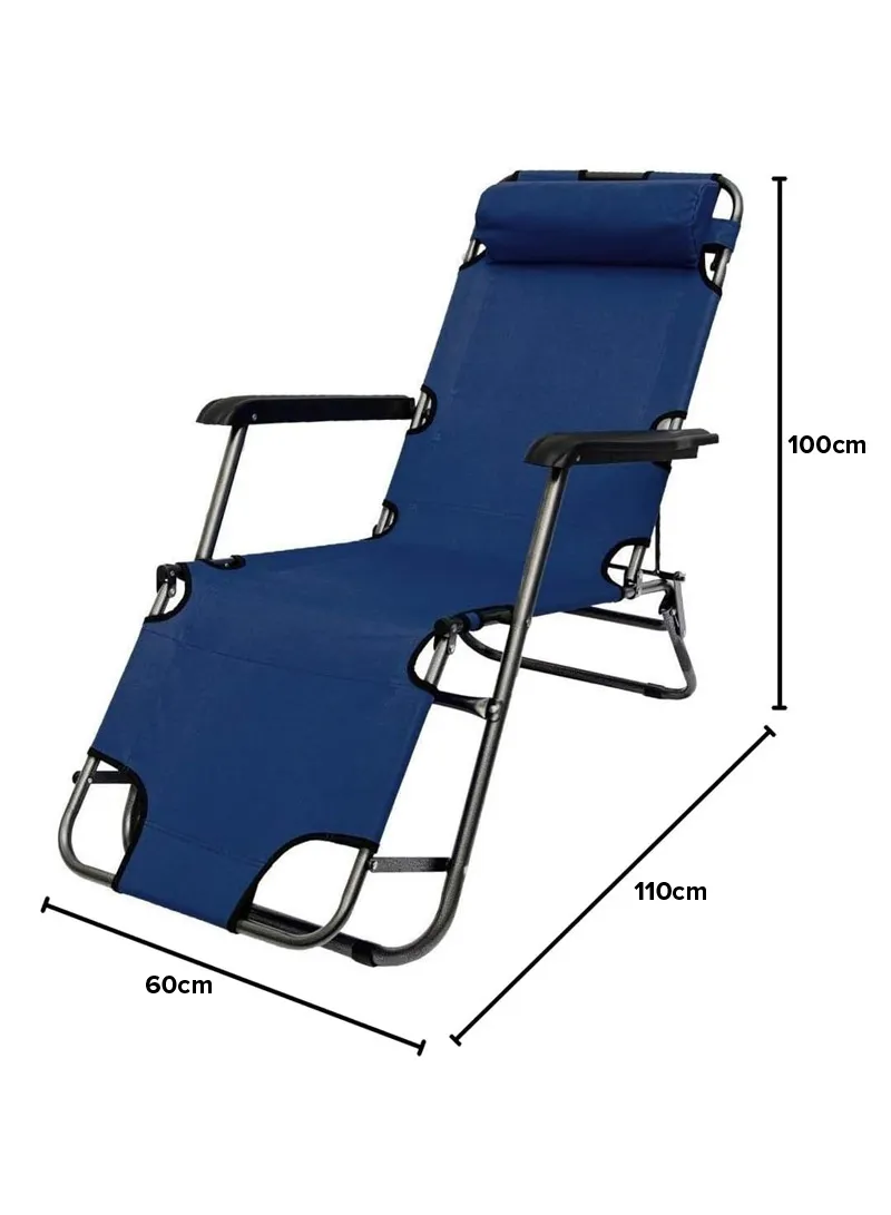 Dual Purpose Folding Chair Recliner Bed Cot Iron Pipe & Oxford Cloth Foldable Chair With Headre — photo 2