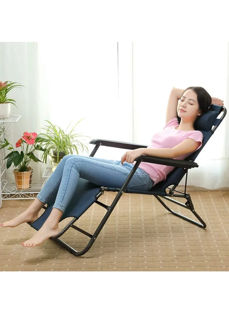 Dual Purpose Folding Chair Recliner Bed Cot Iron Pipe & Oxford Cloth Foldable Chair With Headre β photo 5