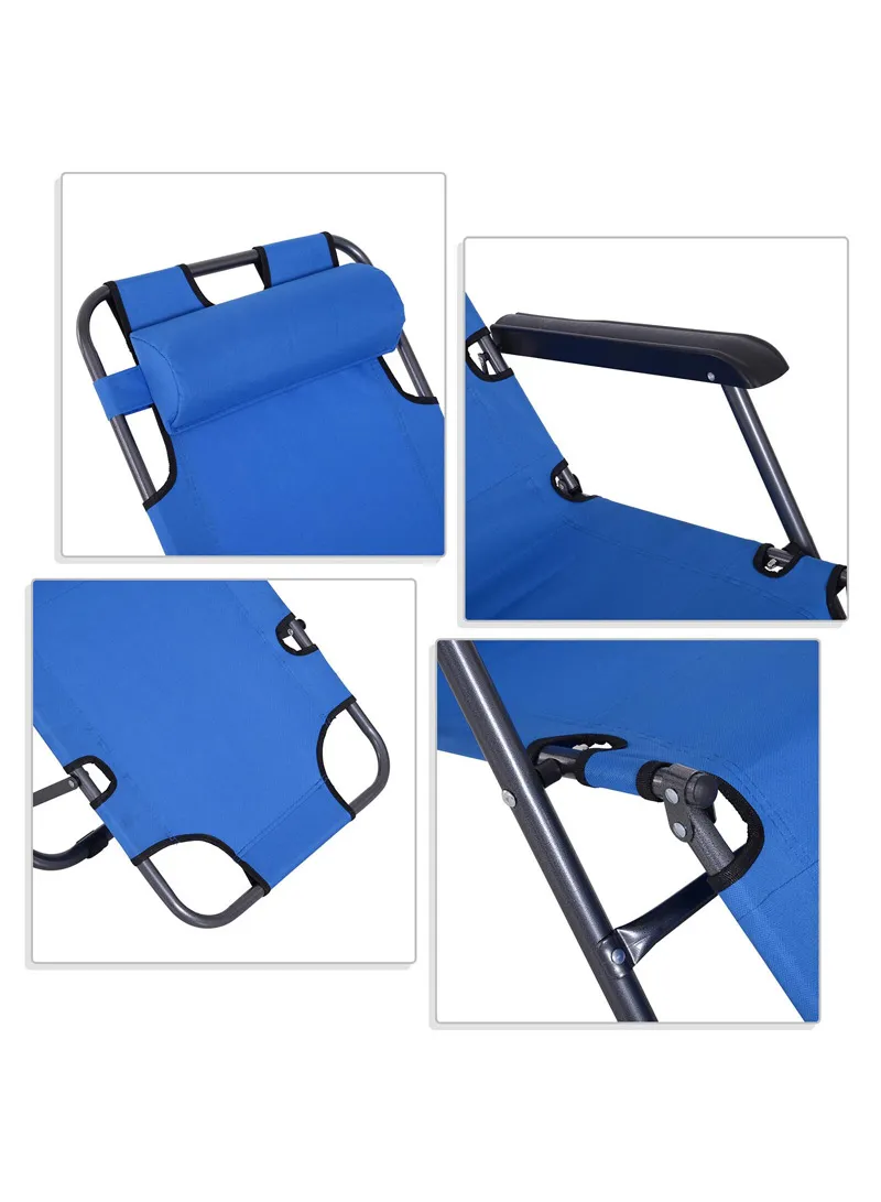 Dual Purpose Folding Chair Recliner Bed Cot Iron Pipe & Oxford Cloth Foldable Chair With Headre β photo 6