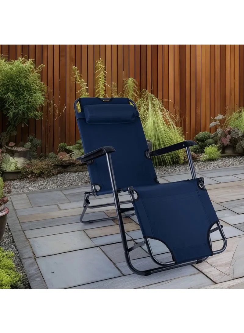 Dual Purpose Folding Chair Recliner Bed Cot Iron Pipe & Oxford Cloth Foldable Chair With Headre β photo 8