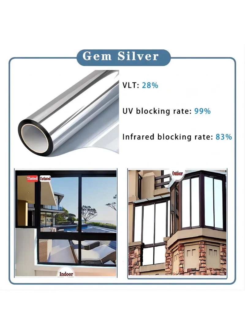 45x100cm Window Privacy Film Office Home Balcony One Way UV Blocking Static Cling Glass Film β photo 2