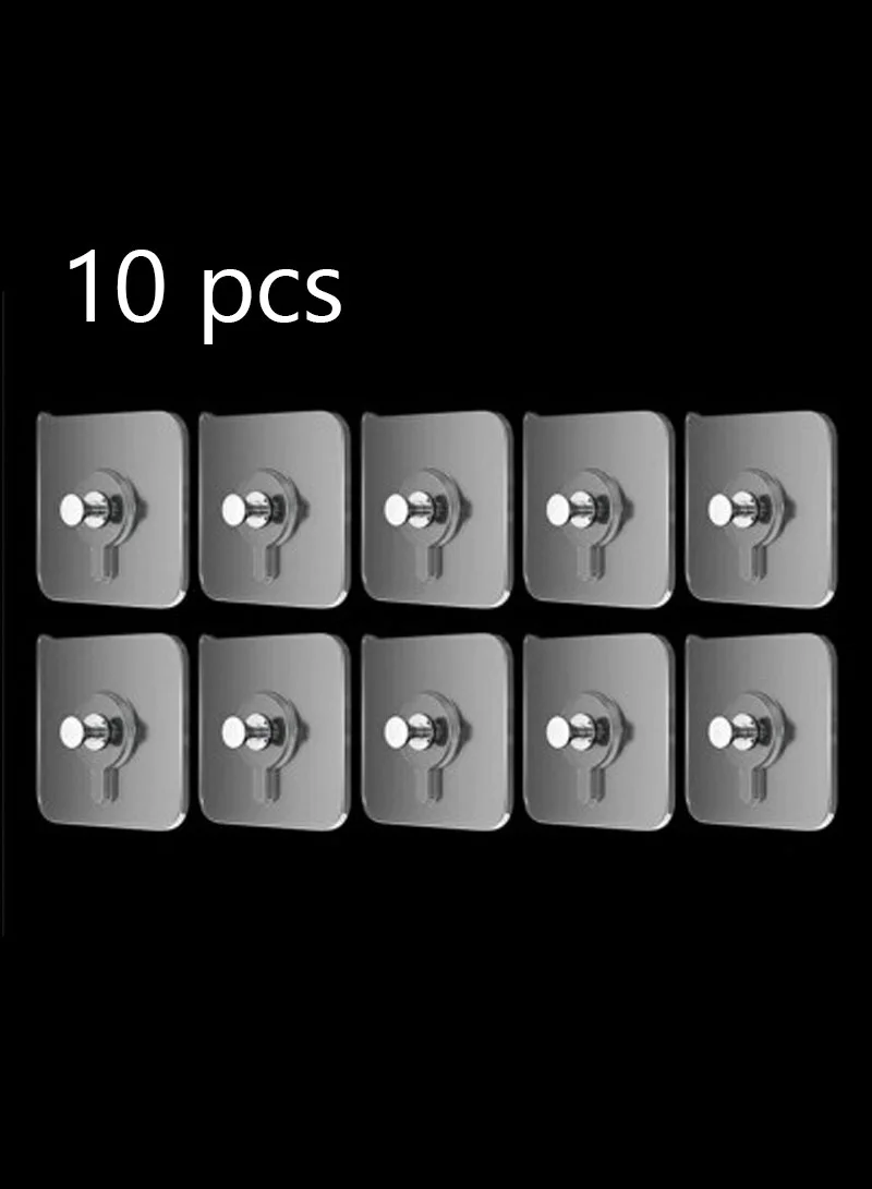 10-Pcs Transparent Adhesive Hook, Multifunctional No Drilling Traceless Wall Mount Screw