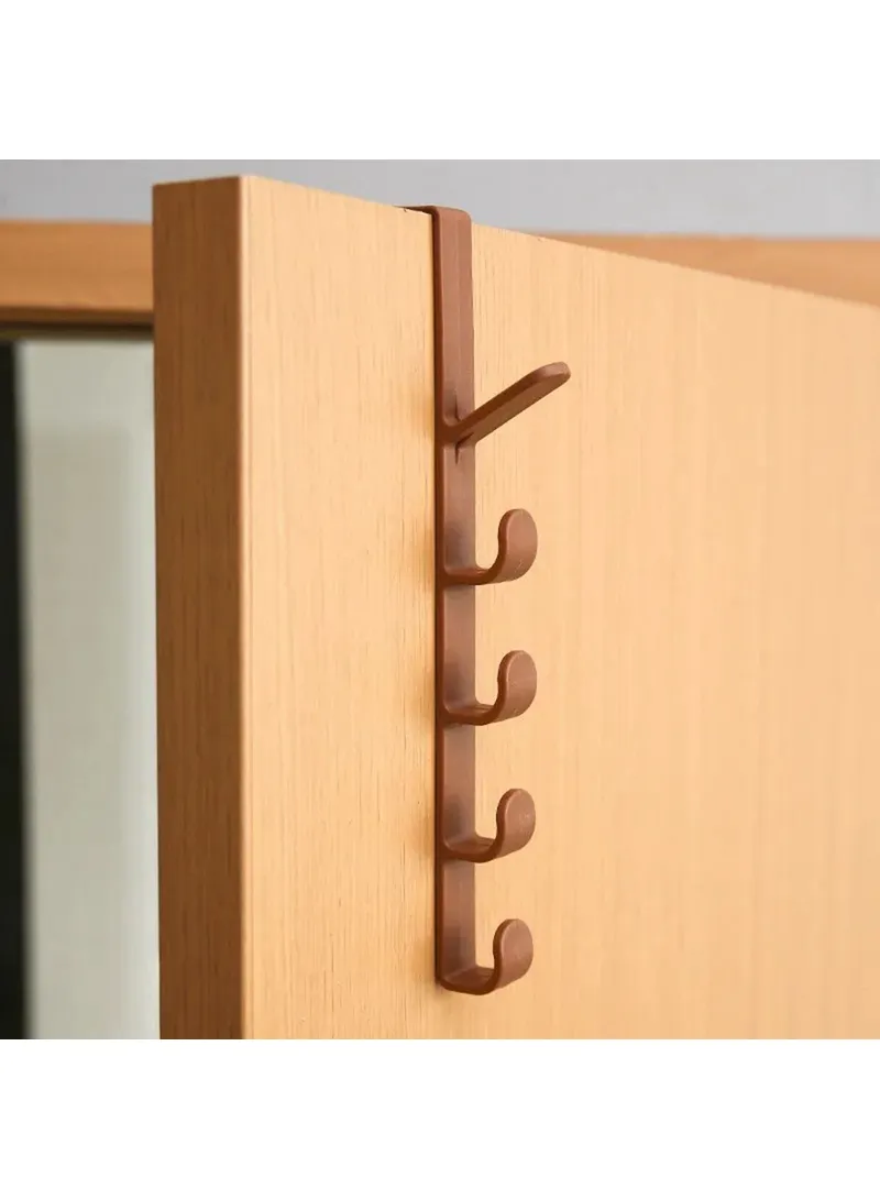 5 Hook Design Door Top Hanger, Multi-Use Door Towel Rack Hanging Hook - Brown β photo 5