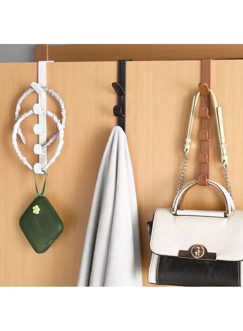 5 Hook Design Door Top Hanger, Multi-Use Door Towel Rack Hanging Hook - Brown — photo 7