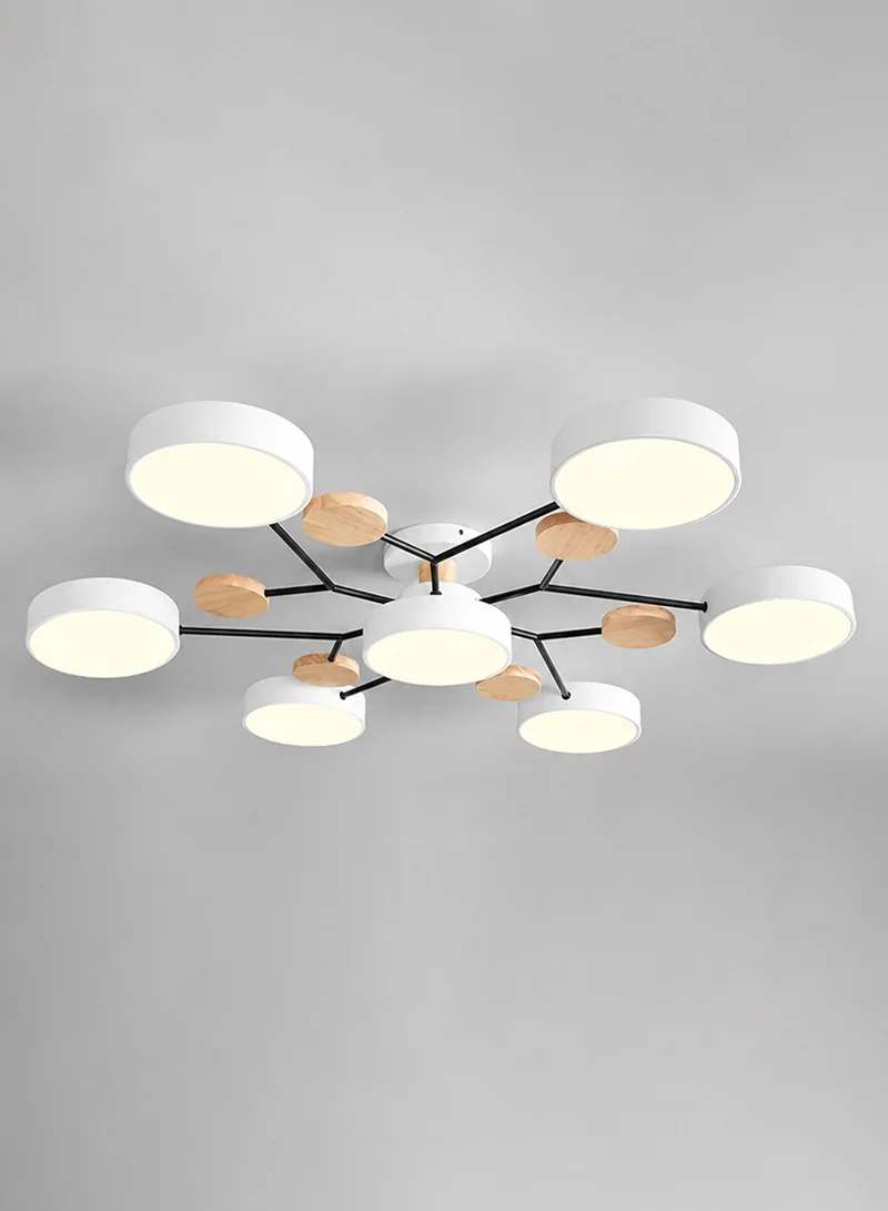 84W 7-Circles Modern LED Chandelier Lamp for Living Room Bedroom Ceiling Light with Wooden Deco