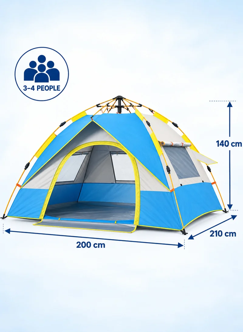 3-4 People Fake Double Layer Double Door Automatic Setup Tent with Carrying Bag, Multi-use Outd — photo 3