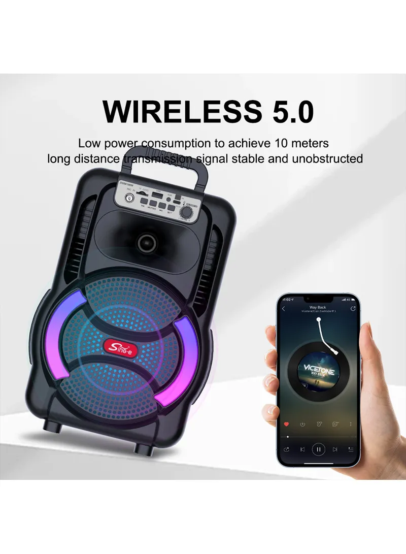 8" Portable Outdoor Wireless Stereo Speakers Battery Powered Subwoofer Karaoke Square Dance Rad — photo 6