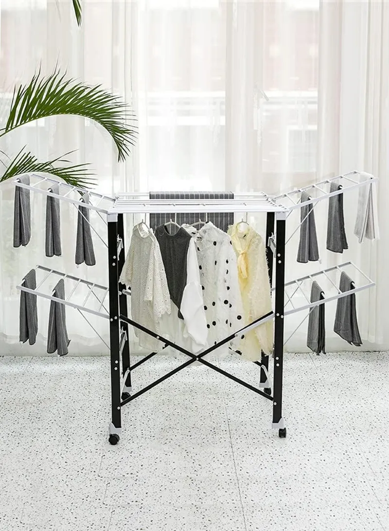 4-Tiers 4-Wings Foldable Multifunctional Clothes Hanger Adjustable Large Stainless Steel Drying — photo 2