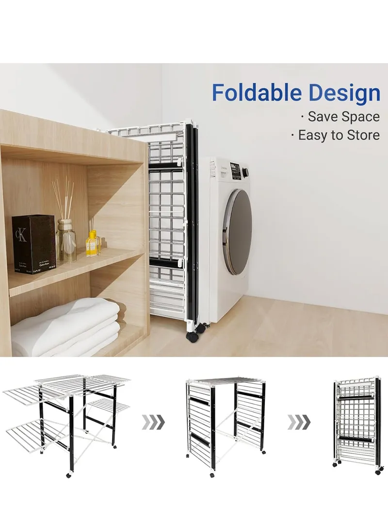 4-Tiers 4-Wings Foldable Multifunctional Clothes Hanger Adjustable Large Stainless Steel Drying β photo 5