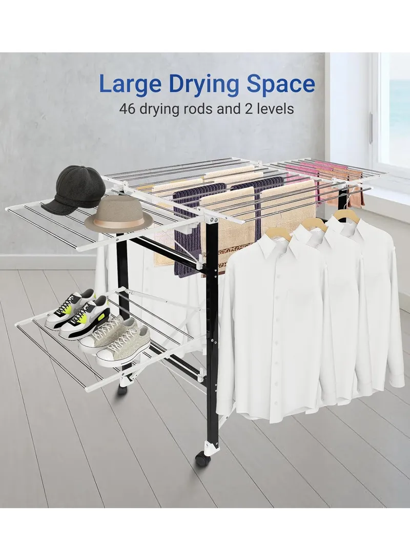 4-Tiers 4-Wings Foldable Multifunctional Clothes Hanger Adjustable Large Stainless Steel Drying — photo 6