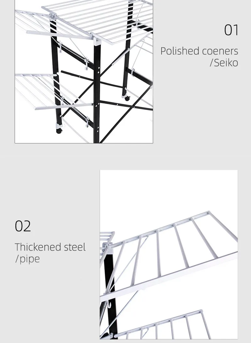 4-Tiers 4-Wings Foldable Multifunctional Clothes Hanger Adjustable Large Stainless Steel Drying — photo 8