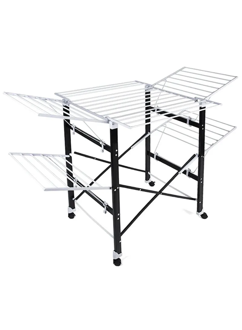 4-Tiers 4-Wings Foldable Multifunctional Clothes Hanger Adjustable Large Stainless Steel Drying β photo 9