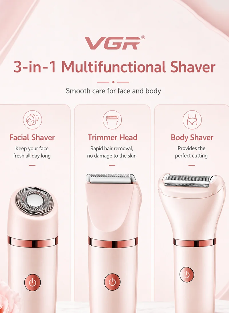 3-in-1 Rechargeable Waterproof Women's Shaver With Facial Hair Removal — photo 4
