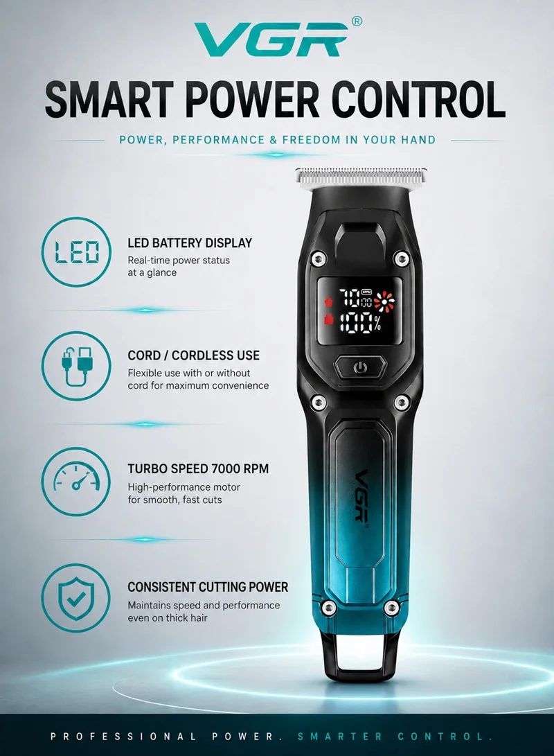 Professional Rechargeable Cord/Cordless Hair Clipper With LED Display & Hanging Loop — photo 5