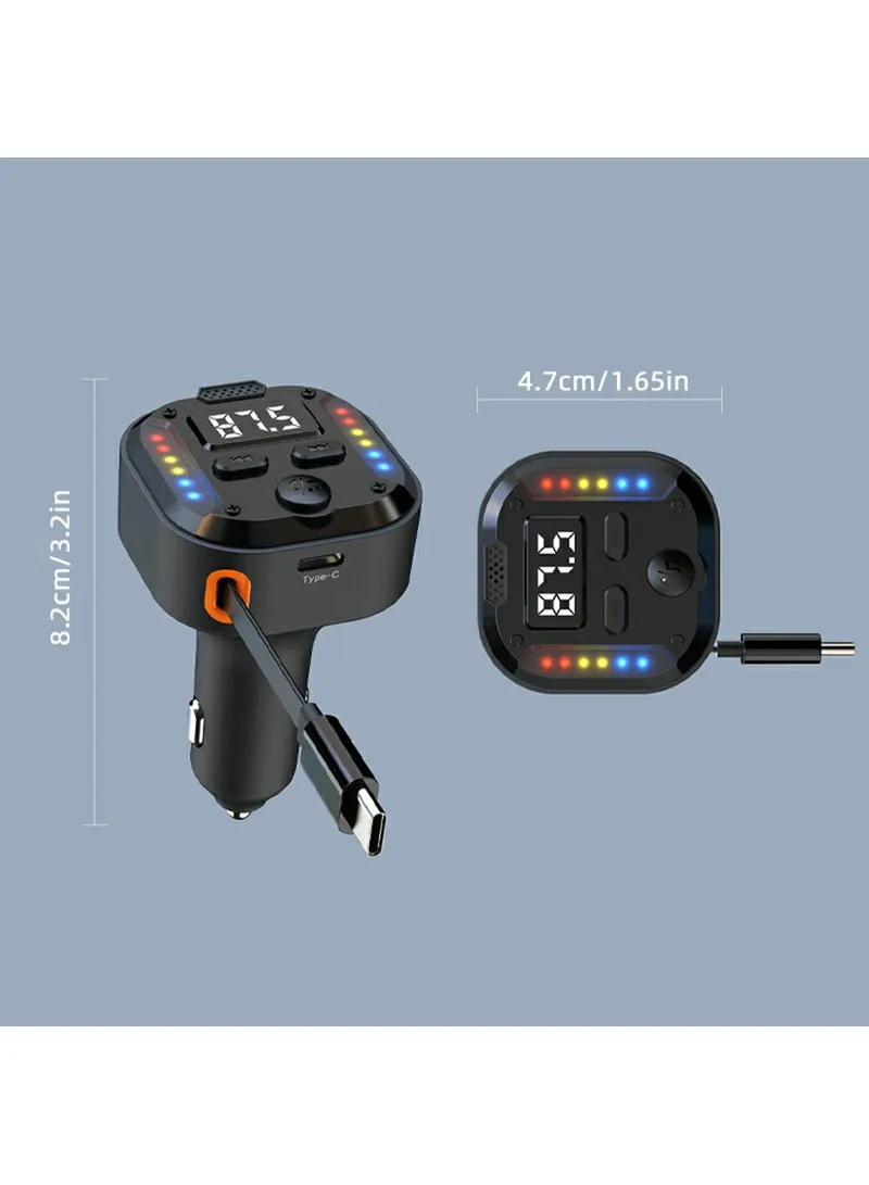 30W Bluetooth-compatible Car Charger with Type-C Extendable Cable, PD Fast Charger FM Transmitt β photo 7