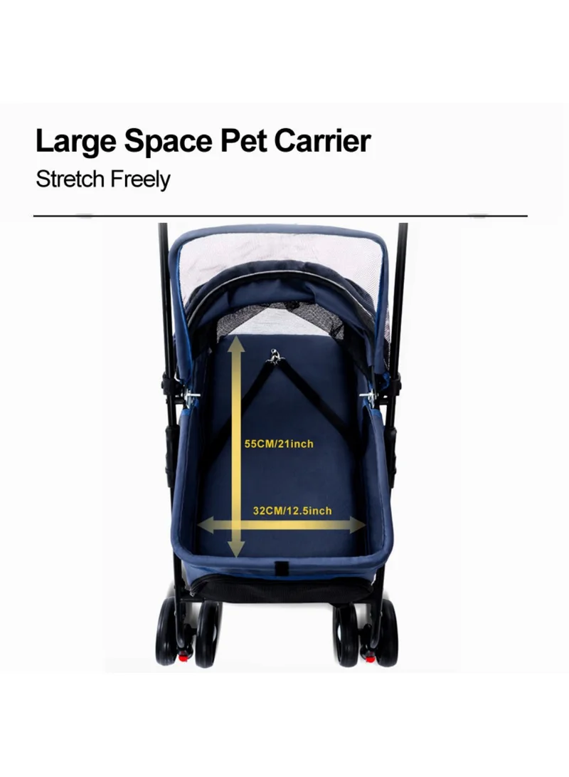 2-in-1 Dog Cat Cart Going Out Pet Carrier Stroller Portable Foldable Trolley - Grey — photo 7