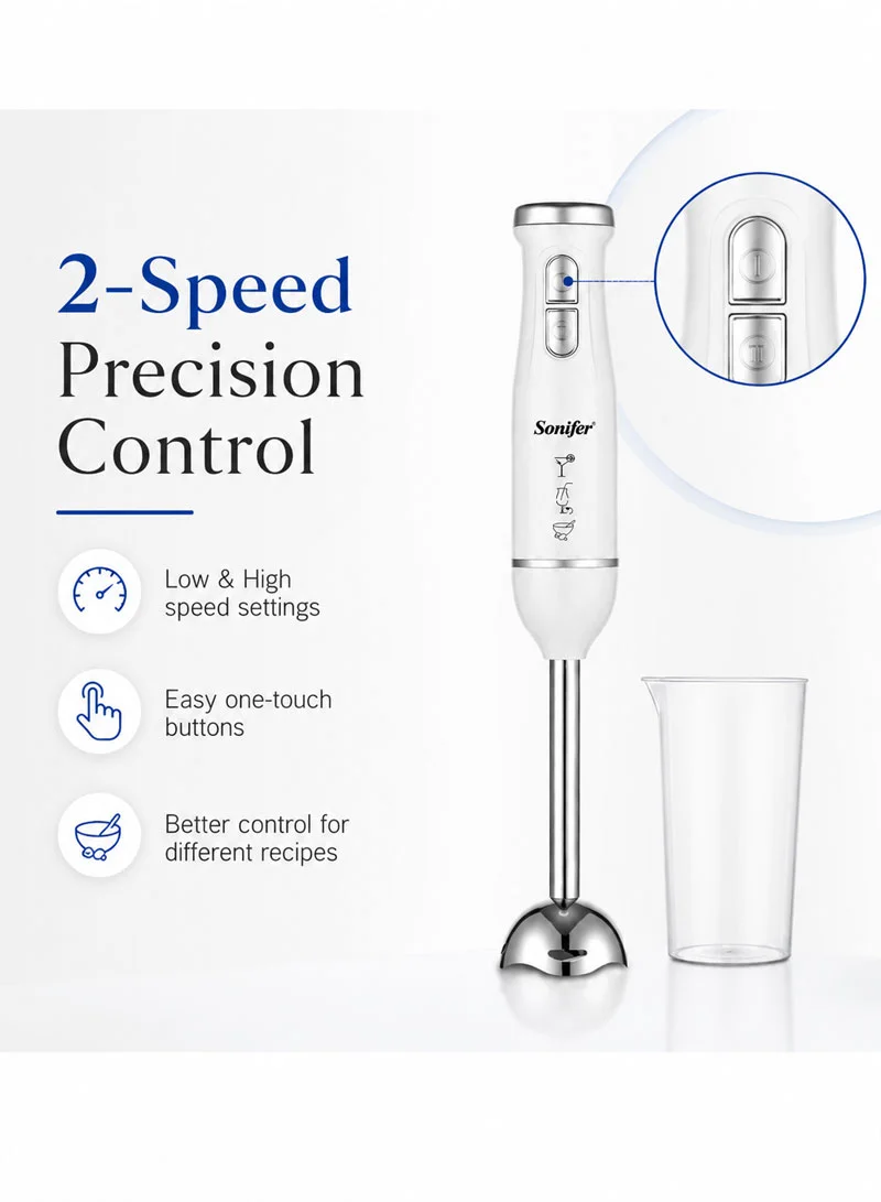 2-Speed Stainless Steel Hand Blender Set with Measuring Cup - White — photo 3