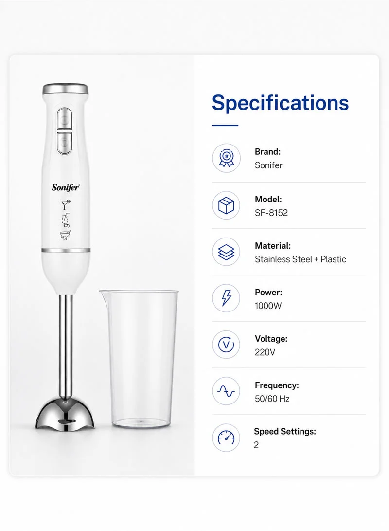 2-Speed Stainless Steel Hand Blender Set with Measuring Cup - White β photo 5