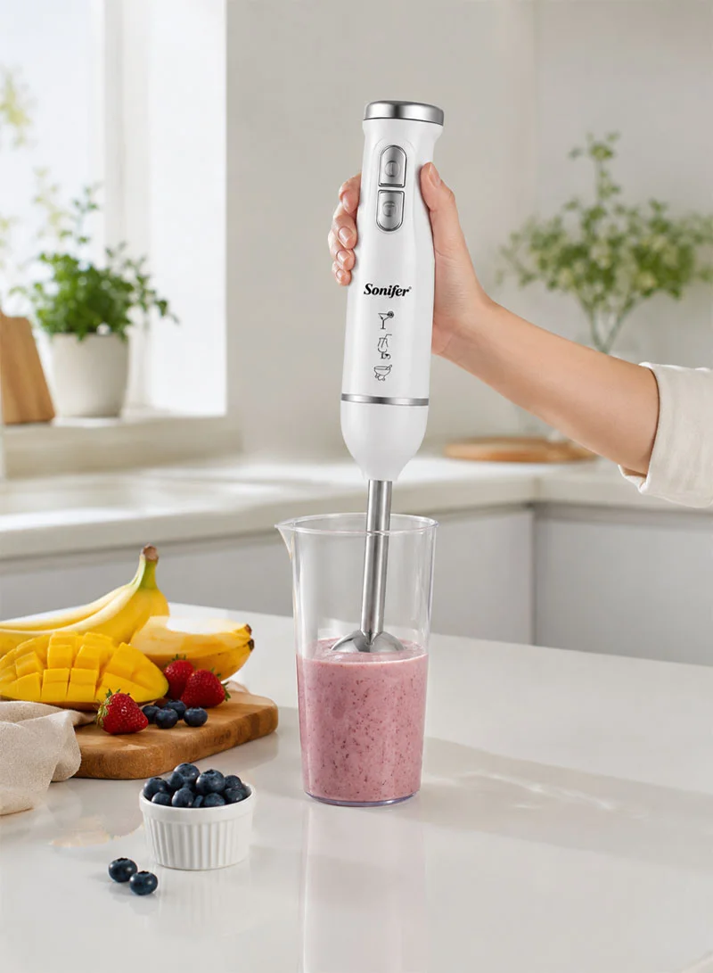 2-Speed Stainless Steel Hand Blender Set with Measuring Cup - White — photo 6