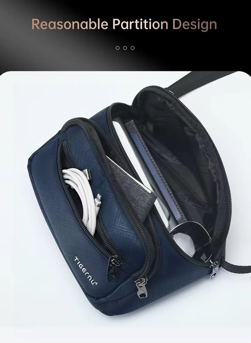 8″ Waterproof Fabric Shockproof Pocket Crossbody Large Bag - Black — photo 3
