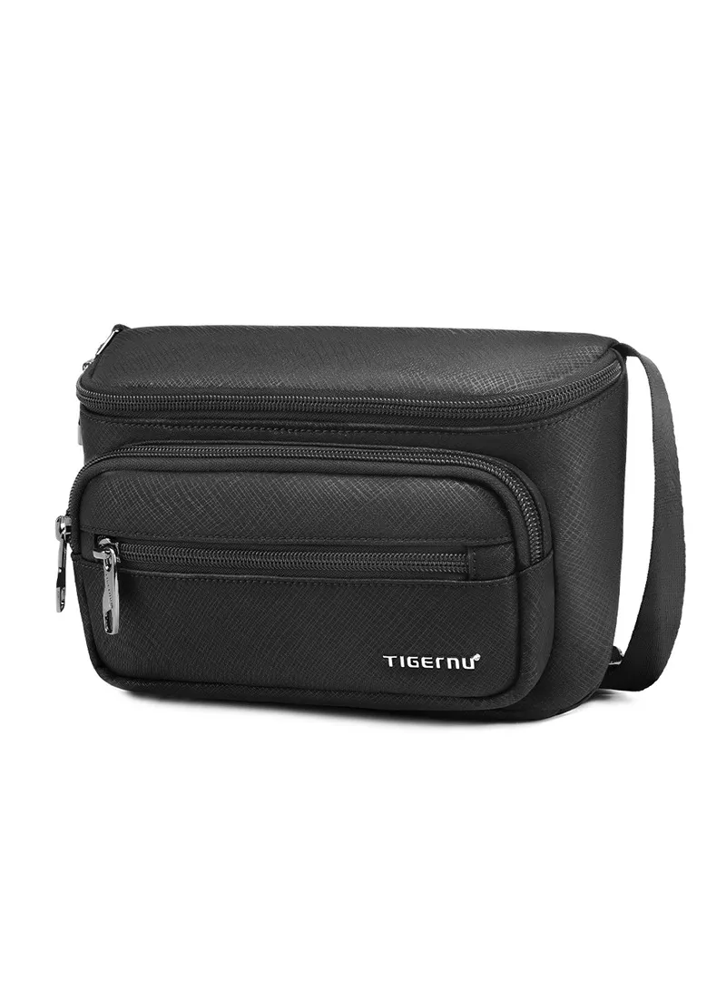 8″ Waterproof Fabric Shockproof Pocket Crossbody Large Bag - Black