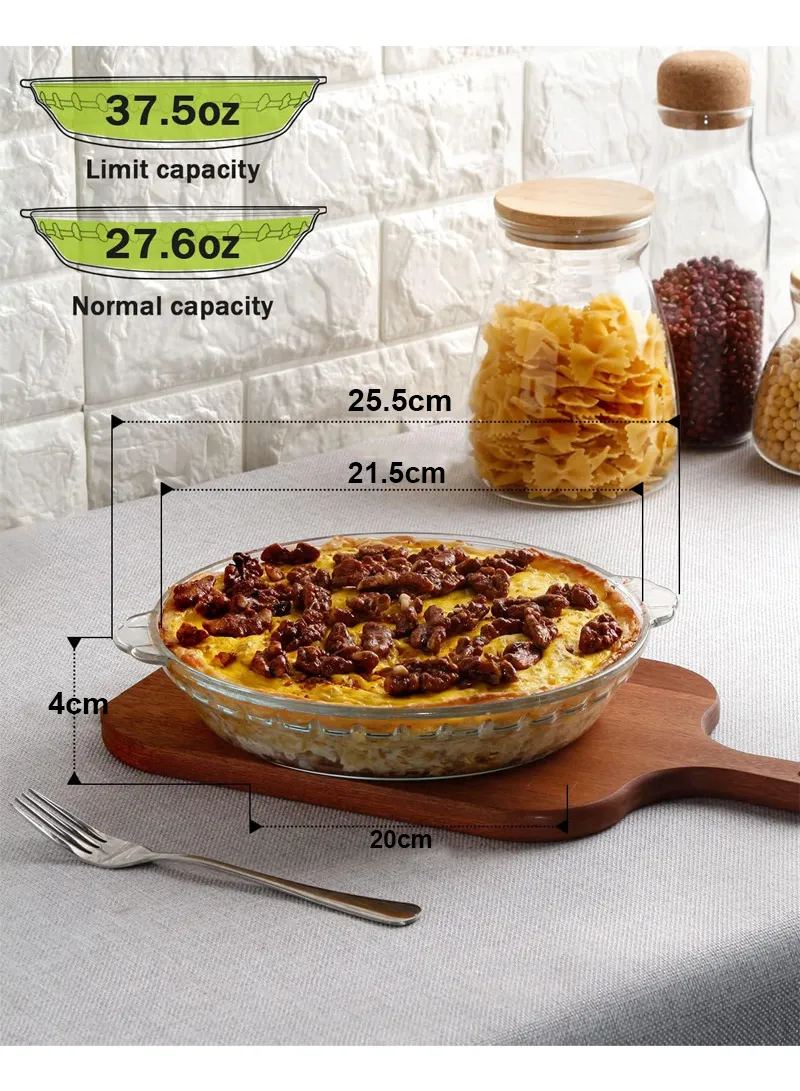9-inch Round Borosilicate glass Baking Dish Pan, Oven-Safe Tray β photo 3