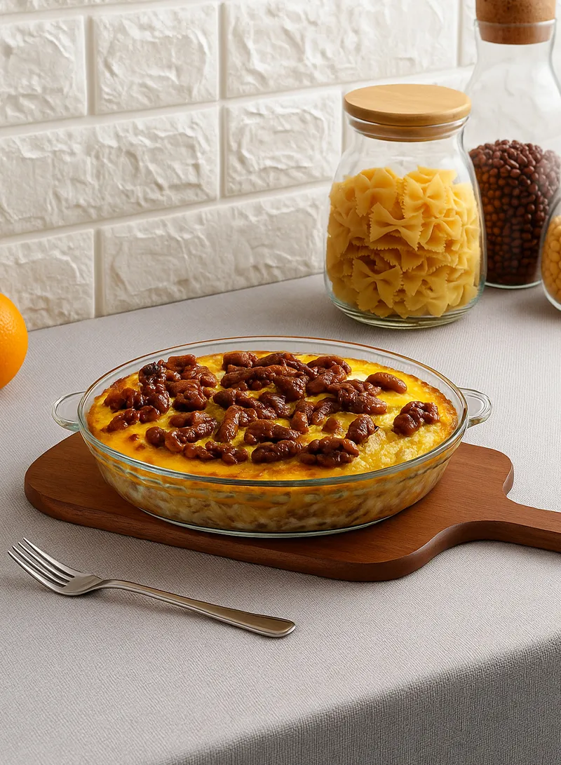9-inch Round Borosilicate glass Baking Dish Pan, Oven-Safe Tray