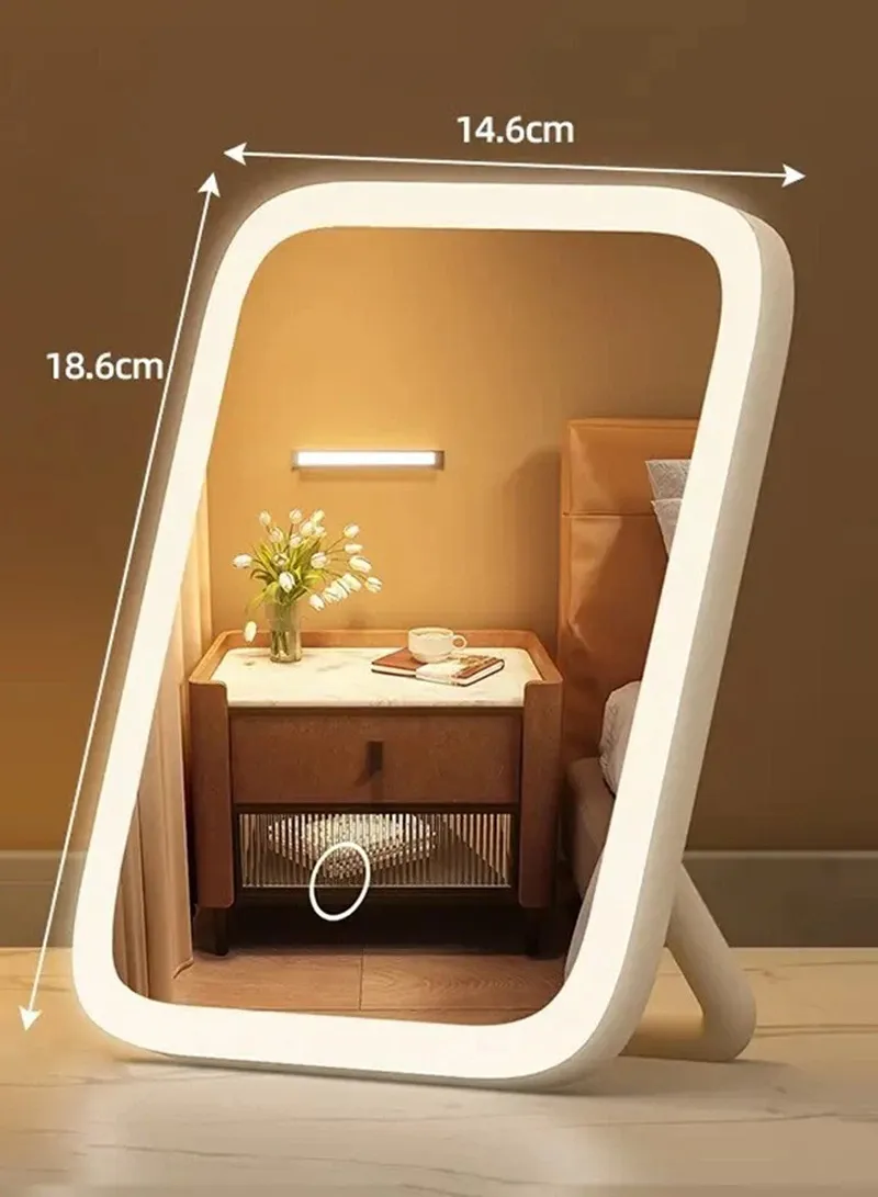 360° Rotatable Tabletop LED Makeup Mirror Natural Illumination - White — photo 2