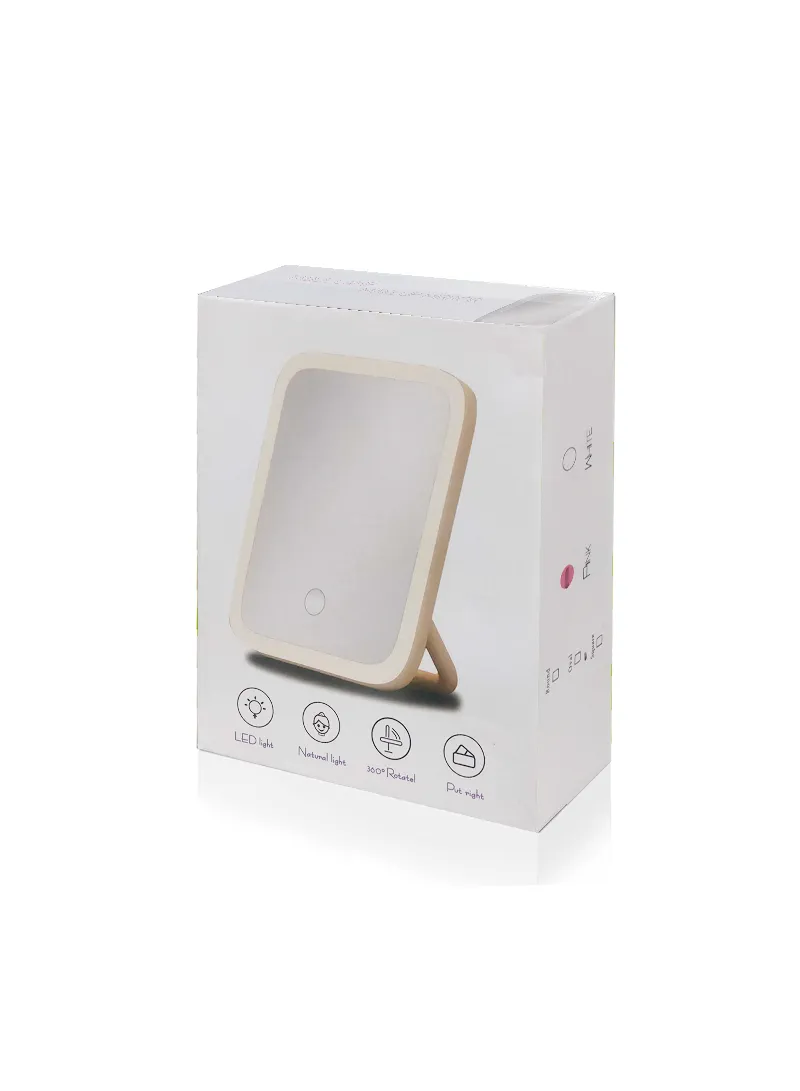 360° Rotatable Tabletop LED Makeup Mirror Natural Illumination - White — photo 5