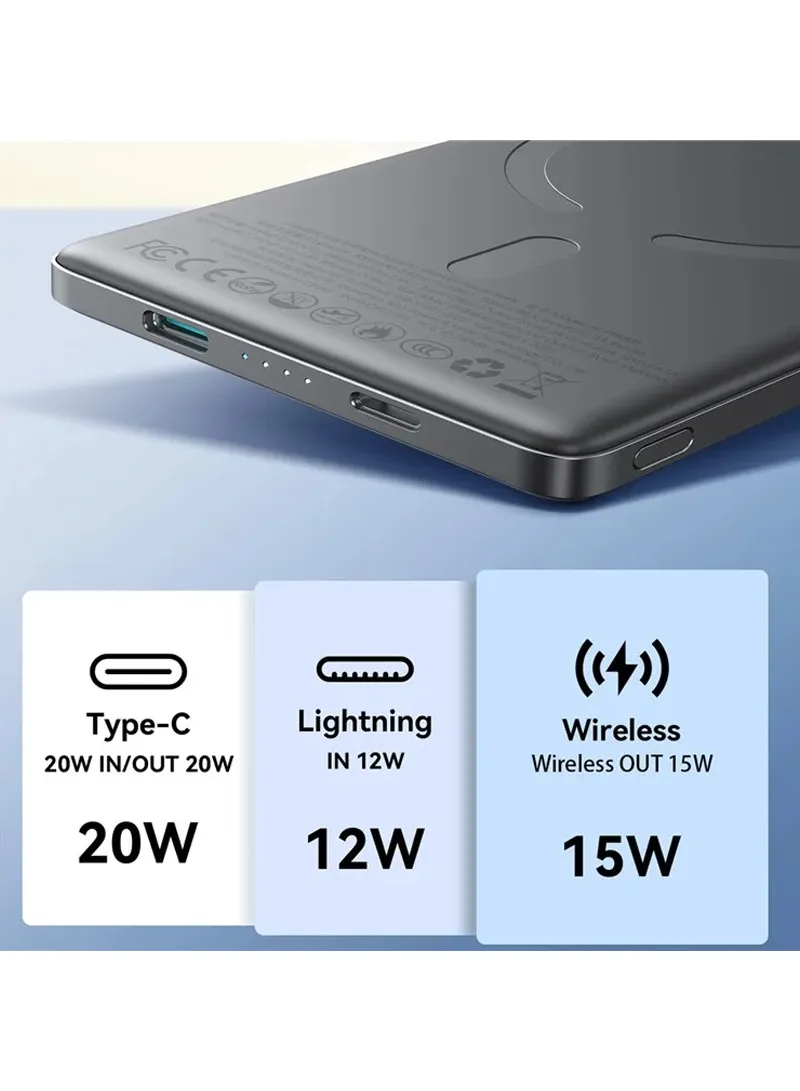 20W 5000mAh Magnetic Wireless & Wired Power Bank with Ring Holder - Space Grey β photo 4