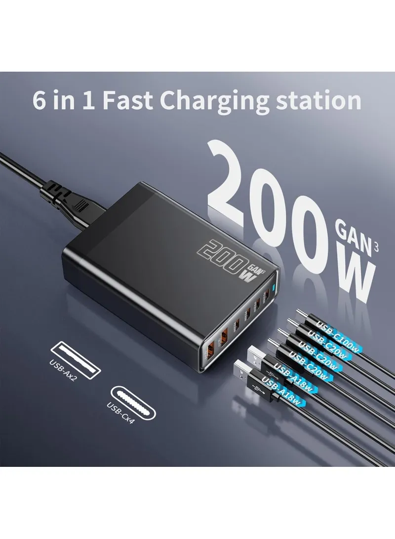 GaN Desktop Charger 3C+3A 6 Port Output Single Type-C Port Charging Station for Phones Tablets β photo 2