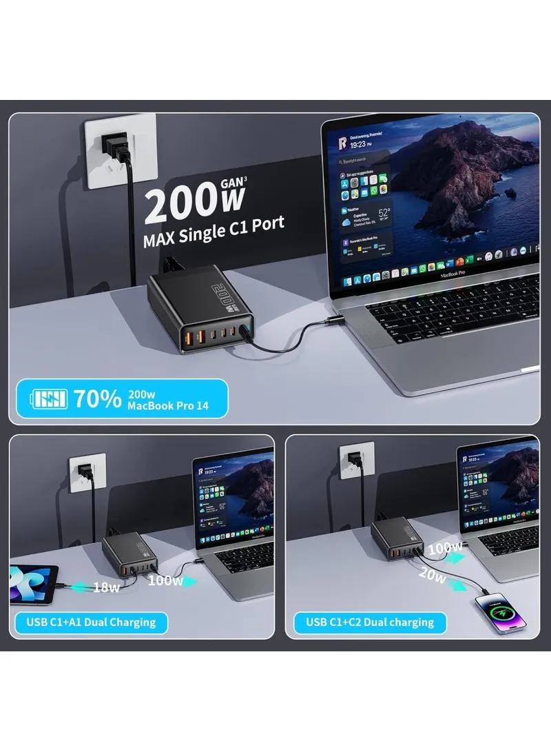 GaN Desktop Charger 3C+3A 6 Port Output Single Type-C Port Charging Station for Phones Tablets β photo 5