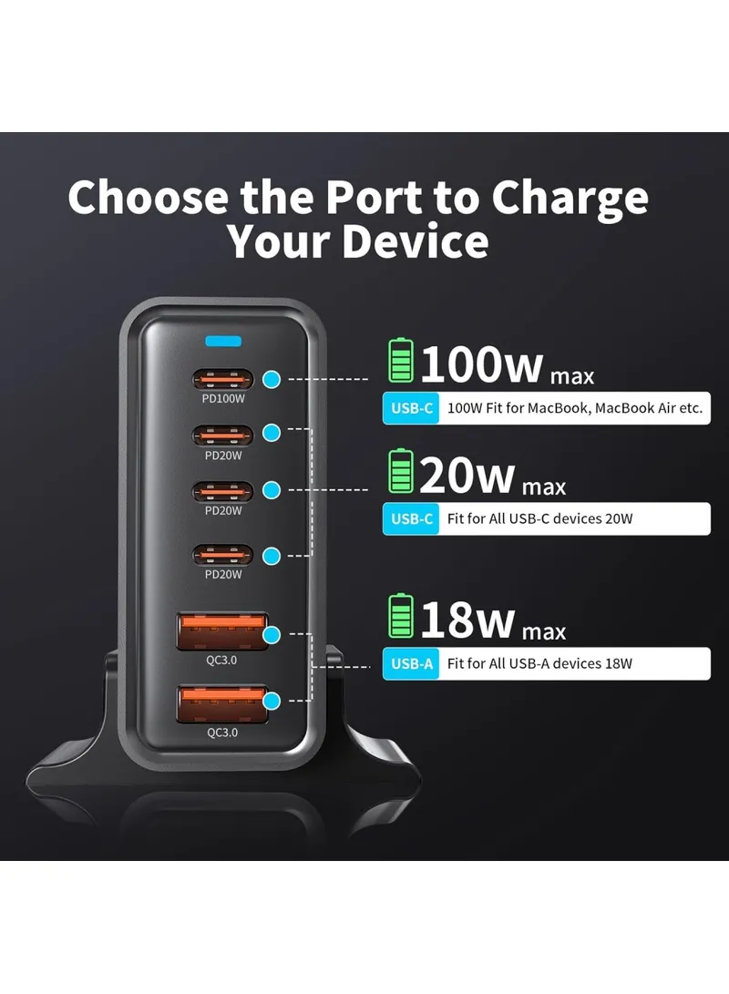 GaN Desktop Charger 3C+3A 6 Port Output Single Type-C Port Charging Station for Phones Tablets — photo 7