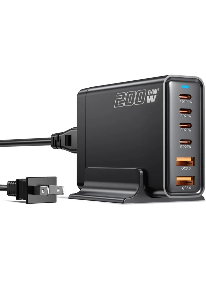 GaN Desktop Charger 3C+3A 6 Port Output Single Type-C Port Charging Station for Phones Tablets