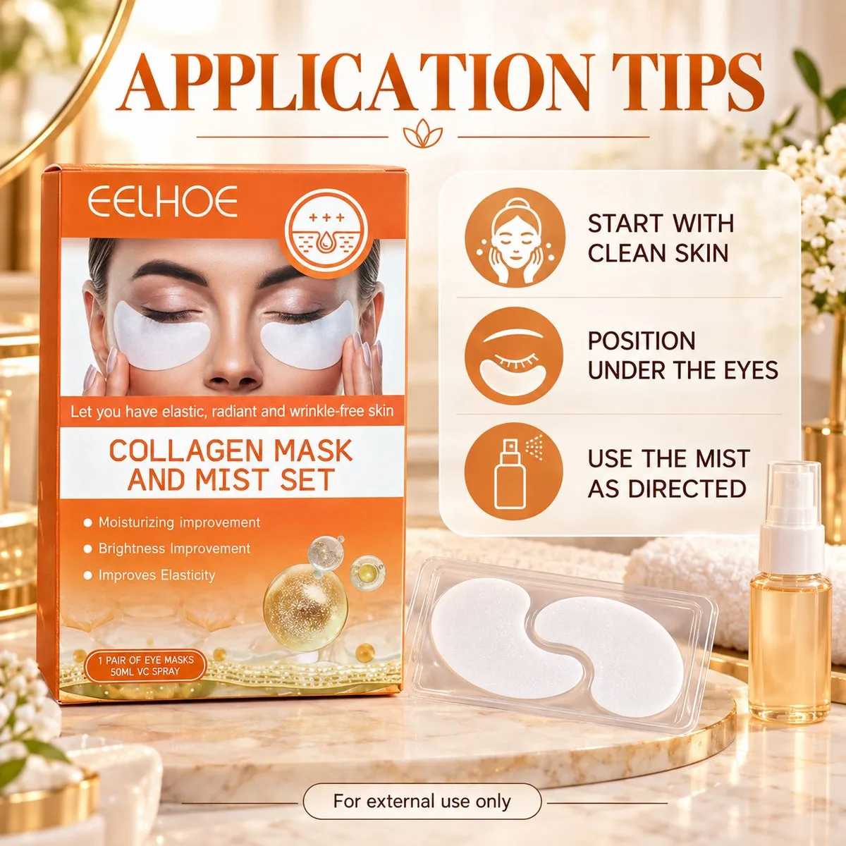 EELHOE Collagen Eye Mask & Vitamin C Mist Set – 1 Pair + 50ml — photo 4