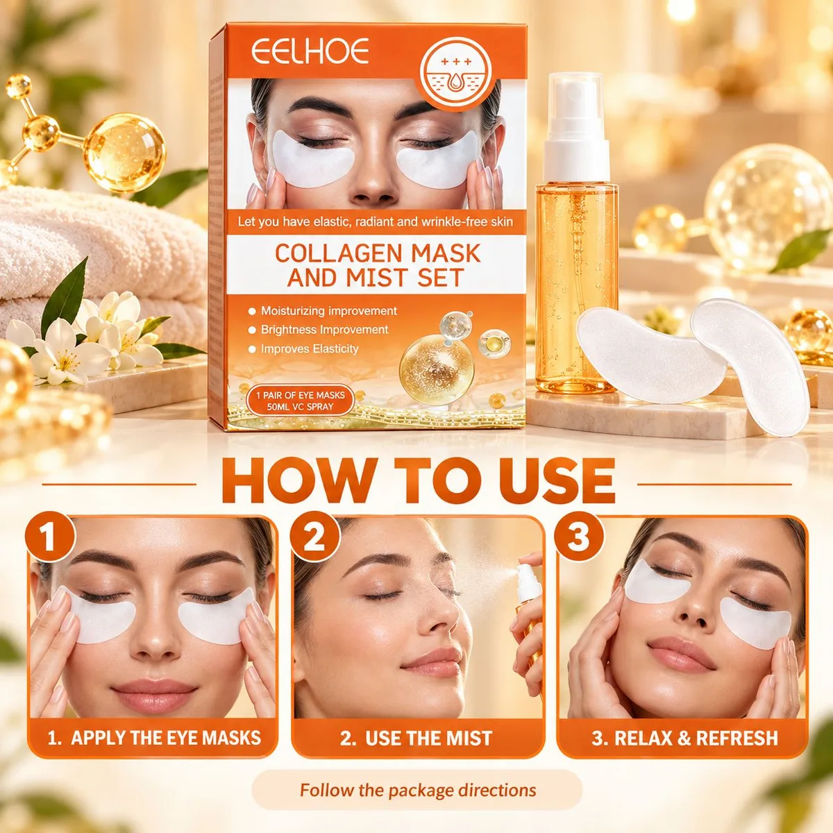 EELHOE Collagen Eye Mask & Vitamin C Mist Set – 1 Pair + 50ml — photo 5