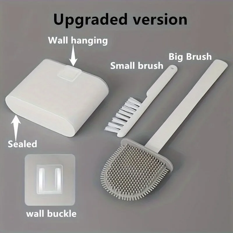 3 in 1 Silicone Toilet Brush with Holder - White — photo 5